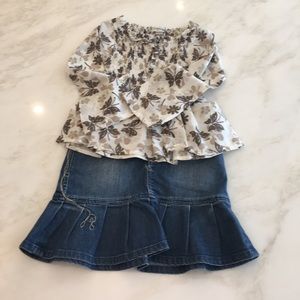 NWOT Replay & Sons Girls Denim Skirt With Pleated Hem-Size 6/7 Years